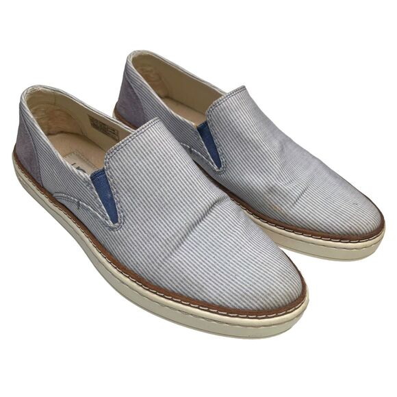 Ugg Australia Adley Boat Shoes Slip On Sneaker Women Blue Stripe Canvas Size 6.5 - Picture 1 of 11